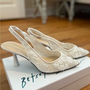 Betsey Johnson White Slingback Heels